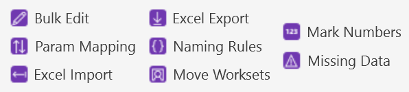 Data & Parameters ribbon buttons